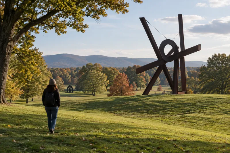 Escultura monumental de acero en las praderas de Storm King Art Center